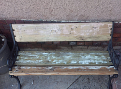 White washed wood and metal bench